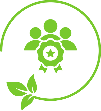 Eco-friendly teamwork icon with leaf design.