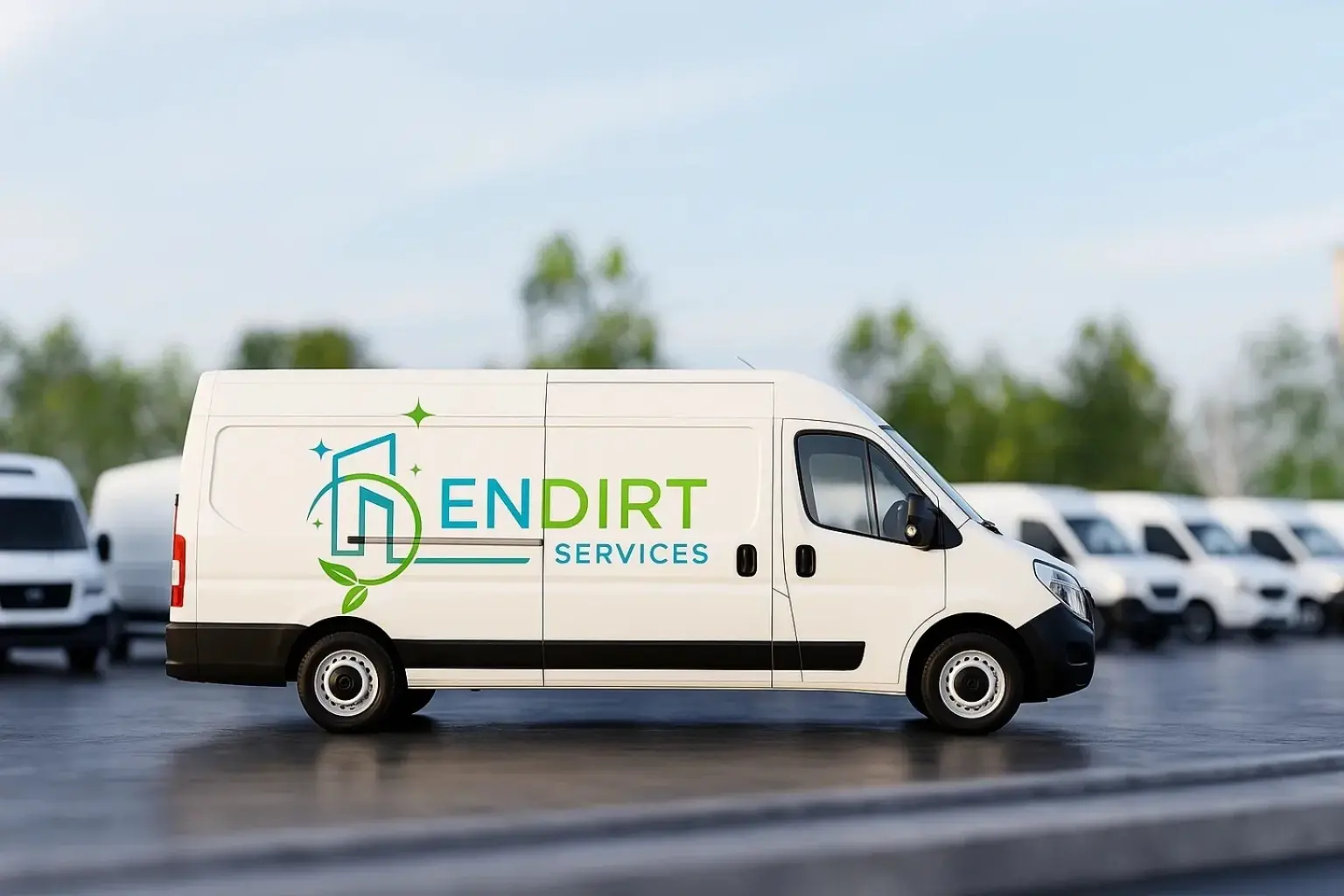 White van with Endirt Services logo.